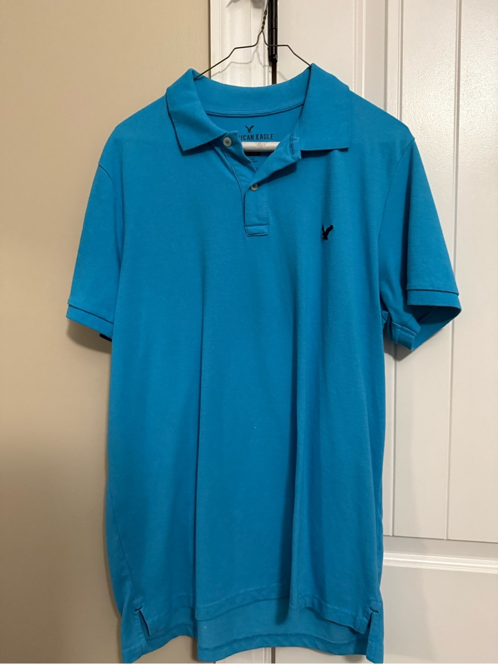 American Eagle Outfitters Bright Teal Blue Polo Shirt